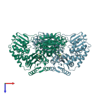 PDB entry 2jlc coloured by chain, top view.