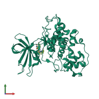 Monomeric assembly 2 of PDB entry 2jld coloured by chemically distinct molecules, front view.