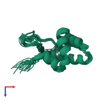 PDB entry 2jml coloured by chain, ensemble of 20 models, top view.