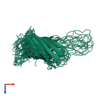 PDB entry 2jmm coloured by chain, ensemble of 10 models, top view.