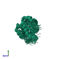 PDB entry 2jmu coloured by chain, ensemble of 20 models, side view.
