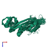 PDB entry 2jmu coloured by chain, ensemble of 20 models, top view.