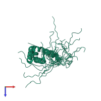 PDB entry 2jmw coloured by chain, ensemble of 20 models, top view.