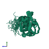 PDB entry 2jmz coloured by chain, ensemble of 20 models, side view.