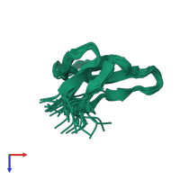 PDB entry 2jn0 coloured by chain, ensemble of 20 models, top view.