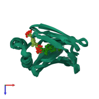 PDB entry 2jn3 coloured by chain, ensemble of 20 models, top view.