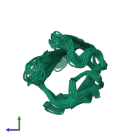 PDB entry 2jn4 coloured by chain, ensemble of 20 models, side view.
