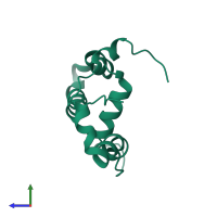 Monomeric assembly 1 of PDB entry 2jn6 coloured by chemically distinct molecules, side view.