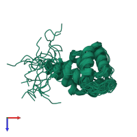 PDB entry 2jn8 coloured by chain, ensemble of 20 models, top view.