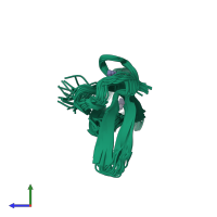 PDB entry 2jne coloured by chain, ensemble of 20 models, side view.