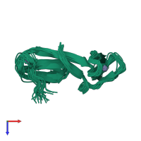 PDB entry 2jne coloured by chain, ensemble of 20 models, top view.