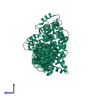 PDB entry 2jnf coloured by chain, ensemble of 10 models, side view.