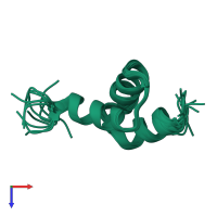 PDB entry 2jnh coloured by chain, ensemble of 15 models, top view.