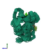 PDB entry 2jnp coloured by chain, ensemble of 25 models, side view.
