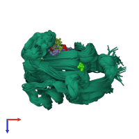 PDB entry 2jnp coloured by chain, ensemble of 25 models, top view.