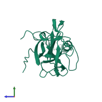 PDB entry 2jnq coloured by chain, side view.