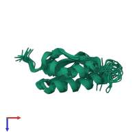 PDB entry 2jnv coloured by chain, ensemble of 20 models, top view.