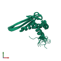 PDB entry 2job coloured by chain, ensemble of 15 models, front view.