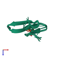 PDB entry 2joc coloured by chain, ensemble of 7 models, top view.