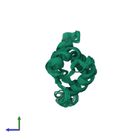 PDB entry 2joh coloured by chain, ensemble of 15 models, side view.