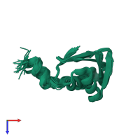 PDB entry 2joi coloured by chain, ensemble of 20 models, top view.