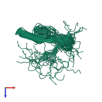 PDB entry 2jor coloured by chain, ensemble of 20 models, top view.