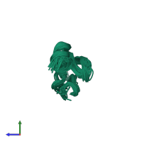 PDB entry 2jot coloured by chain, ensemble of 20 models, side view.