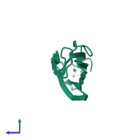 PDB entry 2jox coloured by chain, ensemble of 20 models, side view.