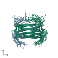 PDB entry 2jp1 coloured by chain, ensemble of 20 models, front view.