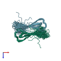 PDB entry 2jp1 coloured by chain, ensemble of 20 models, top view.