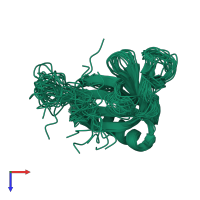 PDB entry 2jp2 coloured by chain, ensemble of 20 models, top view.