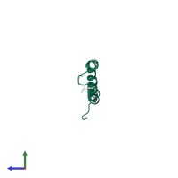 PDB entry 2jp3 coloured by chain, side view.