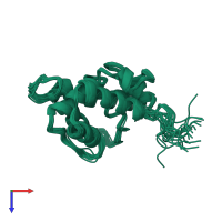 PDB entry 2jpo coloured by chain, ensemble of 20 models, top view.