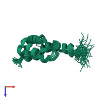 PDB entry 2jps coloured by chain, ensemble of 45 models, top view.
