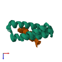 PDB entry 2jq9 coloured by chain, ensemble of 20 models, top view.