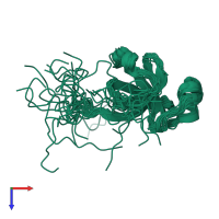 PDB entry 2jqo coloured by chain, ensemble of 20 models, top view.