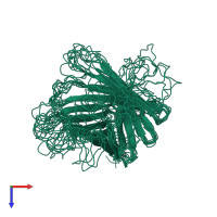 PDB entry 2jqy coloured by chain, ensemble of 10 models, top view.