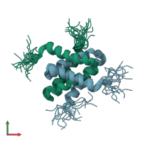 PDB entry 2jr2 coloured by chain, ensemble of 20 models, front view.