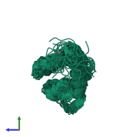 PDB entry 2jr5 coloured by chain, ensemble of 20 models, side view.