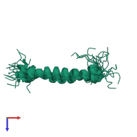 PDB entry 2jr8 coloured by chain, ensemble of 20 models, top view.