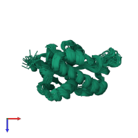 PDB entry 2jrc coloured by chain, ensemble of 40 models, top view.