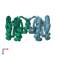 PDB entry 2jrl coloured by chain, ensemble of 20 models, top view.