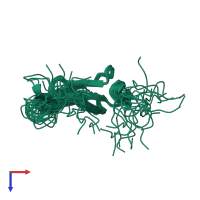 PDB entry 2jrr coloured by chain, ensemble of 20 models, top view.