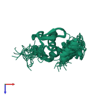 PDB entry 2jrt coloured by chain, ensemble of 20 models, top view.