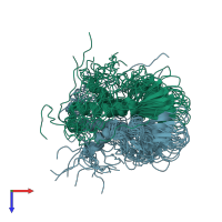 PDB entry 2js3 coloured by chain, ensemble of 20 models, top view.