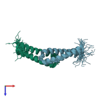 PDB entry 2js5 coloured by chain, ensemble of 20 models, top view.