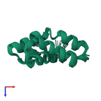 PDB entry 2jsa coloured by chain, ensemble of 15 models, top view.