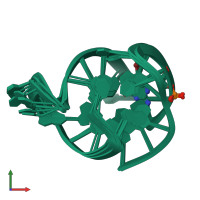 PDB entry 2jsk coloured by chain, ensemble of 10 models, front view.