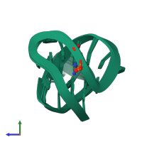 PDB entry 2jsk coloured by chain, ensemble of 10 models, side view.