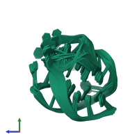 PDB entry 2jsl coloured by chain, ensemble of 10 models, side view.